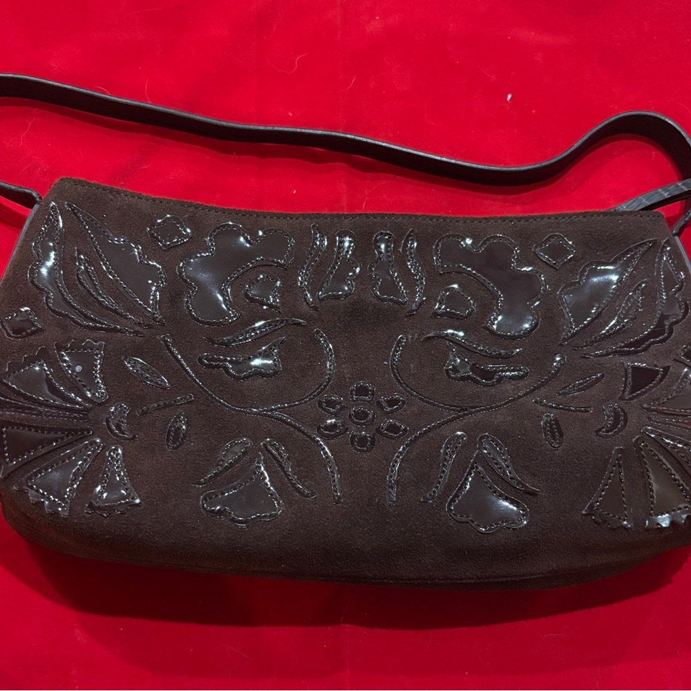 ANTONIO MELANI Dark Brown Embroidered Shoulder Bag